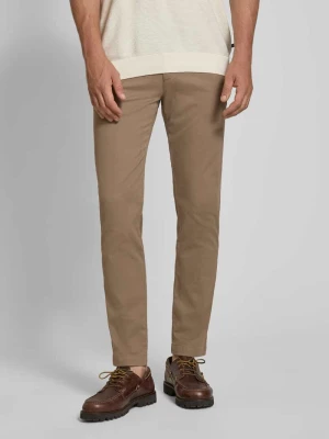 Chinos o kroju slim fit z mieszanki bawełny Bugatti Beżowy