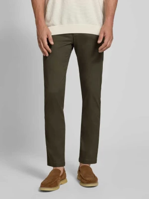 Chinos o kroju slim fit z mieszanki bawełny Bugatti Ciemnozielony