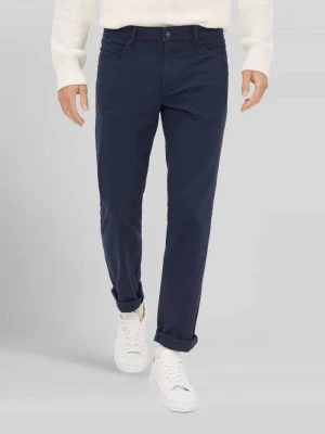 chinosy o kroju regular fit z mieszanki bawełny z dodatkiem wiskozy model 'Wool Look Flex' BRAX Granatowy