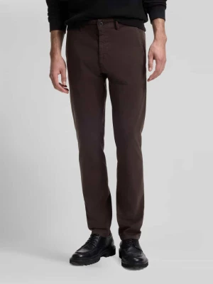 Chinosy o kroju slim fit z mieszanka bawełny model 'Chino Slim' Boss Ciemnobrązowy