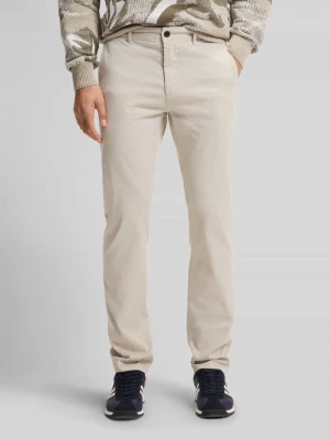 Chinosy o kroju slim fit z mieszanki bawełny model 'CHINO SLIM' Boss Beżowy