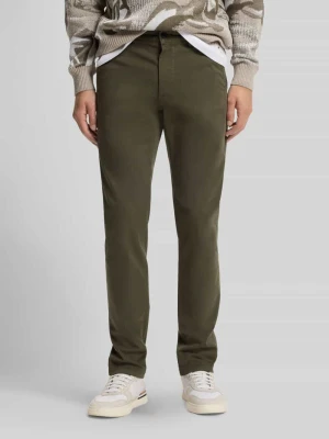Chinosy o kroju slim fit z mieszanki bawełny model 'CHINO SLIM' Boss Oliwkowy