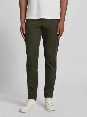 Chinosy o kroju slim fit z mieszanki bawełny model 'MILES' Selected Ciemnozielony
