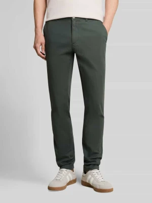 Chinosy o kroju slim fit z mieszanki bawełny model 'TRAVIS' Tom Tailor Oliwkowy