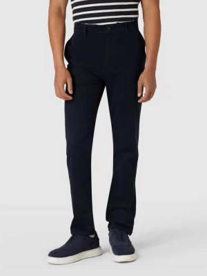 Chinosy o kroju tapered fit z wpuszczanymi kieszeniami w stylu francuskim Boss Granatowy