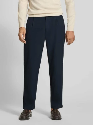 Chinosy w kroju tapered z dodatkiem wełny model 'Chino' Boss Granatowy
