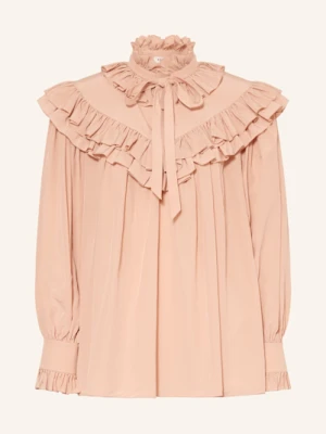 Chloé Bluzka Jedwabna Z Falbankami beige