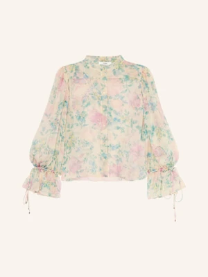 Chloé Bluzka Jedwabna Z Falbankami beige