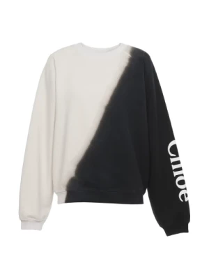 Chloé, Modny Czarny Sweter zadrukiem Oversized Logo Black, female,
