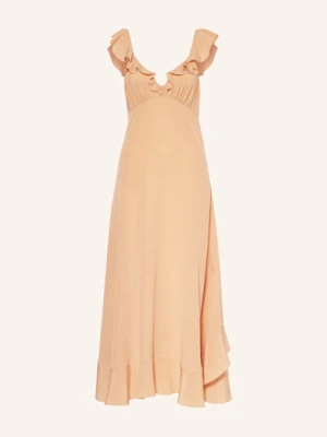 Chloé Sukienka Z Jedwabiu Z Wolantem braun