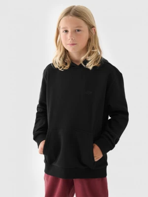 Chłopięca bluza dresowa nierozpinana z kapturem 4F 4FJWMM00TSWSM1860 - czarna 4F JUNIOR