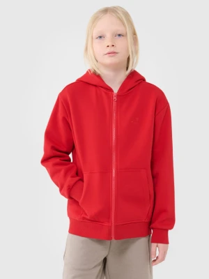 Chłopięca bluza dresowa z kapturem rozpinana 4F 4FJWSS25TSWSM1851 - czerwona 4F JUNIOR