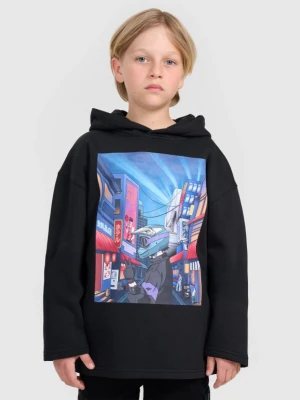 Chłopięca bluza nierozpinana z kapturem 4F 4FJRAW25TSWSM2345 - czarna 4F JUNIOR