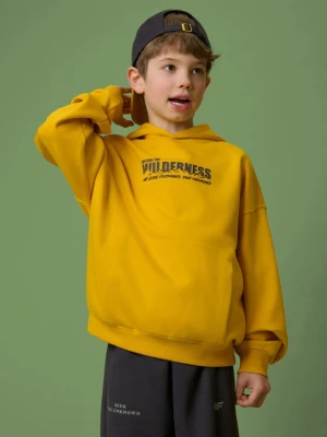 Chłopięca bluza nierozpinana z kapturem 4F 4FJRSS26TSWSM2826 - żółta 4F JUNIOR