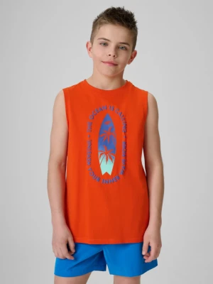 Chłopięca koszulka bez rękawów z nadrukiem 4F 4FJWSS26TSLEM294 - czerwona 4F JUNIOR