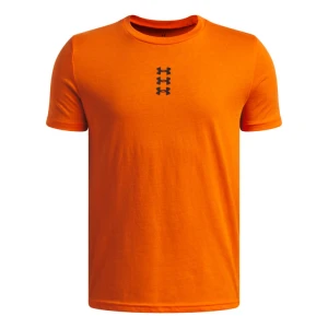 Chłopięca koszulka sportowa Under Armour UA B HOOPS Triple Logo SS - pomarańczowa