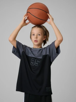 Chłopięca koszulka treningowa 4F 4FJRSS26TFTSM2392 - czarna 4F JUNIOR