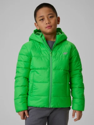 Chłopięca kurtka puchowa pikowana 4F 4FJWSS26TDJAM0741 - zielona 4F JUNIOR