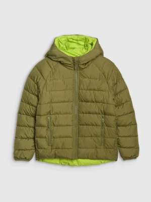 Chłopięca kurtka puchowa pikowana dwustronna 4F 4FJRAW25TDJAM0790 - oliwkowa 4F JUNIOR