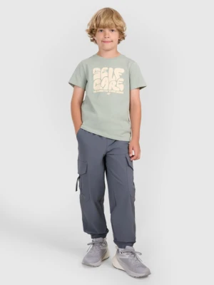 Chłopięce spodnie casual cargo 4F 4FJRAW25TTROM1606 - szare 4F JUNIOR