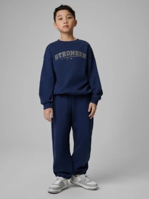 Chłopięce spodnie dresowe 4F 4FJRSS26TTROM1731 - granatowe 4F JUNIOR