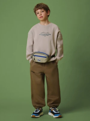 Chłopięce spodnie dresowe joggery 4F 4FJRSS26TTROM1896 - brązowe 4F JUNIOR