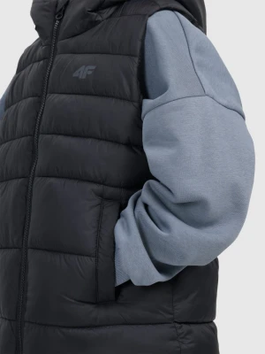 Chłopięcy bezrękawnik puchowy pikowany 4F 4FJWSS26TVJAM313 - czarny 4F JUNIOR
