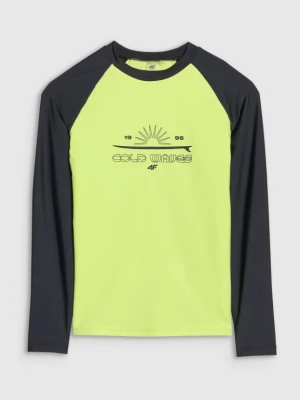 Chłopięcy longsleeve do pływania 4F 4FJWSS25TFLOM509 - zielony 4F JUNIOR