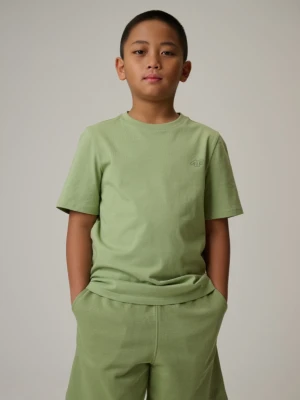 Chłopięcy t-shirt bez nadruku 4F 4FJRSS26TTSHM3598 - zielony 4F JUNIOR