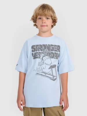 Chłopięcy t-shirt oversize z nadrukiem 4F 4FJRAW25TTSHM3206 - niebieski 4F JUNIOR