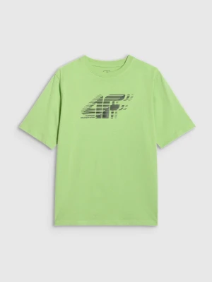 Chłopięcy t-shirt z nadrukiem 4F 4FJRAW25TTSHM3165 - zielony 4F JUNIOR