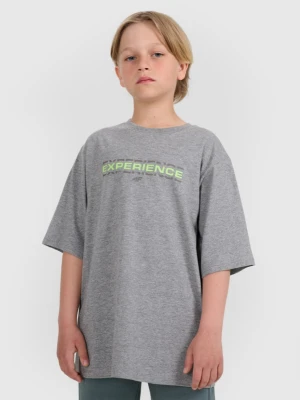 Chłopięcy t-shirt z nadrukiem 4F 4FJRAW25TTSHM3166- szary 4F JUNIOR