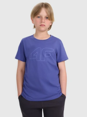 Chłopięcy t-shirt z nadrukiem 4F 4FJRAW25TTSHM3261 - niebieski 4F JUNIOR