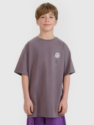 Chłopięcy t-shirt z nadrukiem 4F 4FJRSS25TTSHM2639 - fioletowy 4F JUNIOR