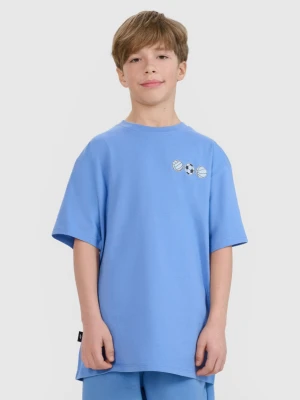 Chłopięcy t-shirt z nadrukiem 4F 4FJRSS25TTSHM2640 - niebieski 4F JUNIOR
