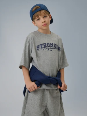 Chłopięcy t-shirt z nadrukiem 4F 4FJRSS26TTSHM3465 - szary 4F JUNIOR