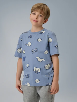 Chłopięcy t-shirt z nadrukiem 4F 4FJRSS26TTSHM3466 - niebieski 4F JUNIOR