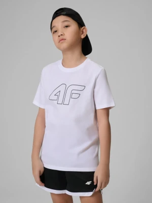 Chłopięcy t-shirt z nadrukiem 4F 4FJRSS26TTSHM3599 - biały 4F JUNIOR