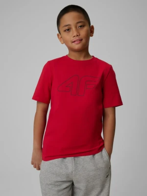 Chłopięcy t-shirt z nadrukiem 4F 4FJRSS26TTSHM3599 - czerwony 4F JUNIOR