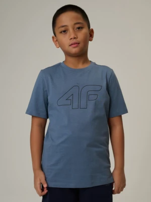 Chłopięcy t-shirt z nadrukiem 4F 4FJRSS26TTSHM3599 - denim 4F JUNIOR