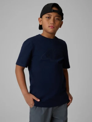 Chłopięcy t-shirt z nadrukiem 4F 4FJRSS26TTSHM3599 - granatowy 4F JUNIOR