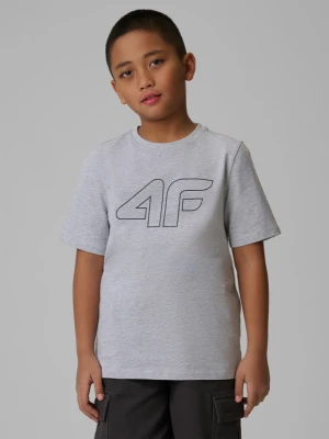 Chłopięcy t-shirt z nadrukiem 4F 4FJRSS26TTSHM3599 - szary 4F JUNIOR