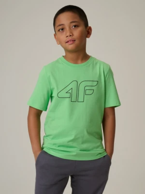 Chłopięcy t-shirt z nadrukiem 4F 4FJRSS26TTSHM3599 - zielony 4F JUNIOR