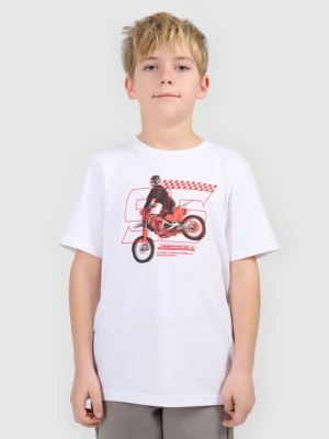 Chłopięcy t-shirt z nadrukiem 4F 4FJRSS26TTSHM3682 - biały 4F JUNIOR