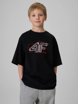 Chłopięcy t-shirt z nadrukiem 4F 4FJRSS26TTSHM3857 - czarny 4F JUNIOR