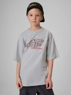Chłopięcy t-shirt z nadrukiem 4F 4FJRSS26TTSHM3857 - szary 4F JUNIOR