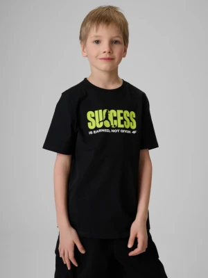 Chłopięcy t-shirt z nadrukiem 4F 4FJRSS26TTSHM3859 - czarny 4F JUNIOR