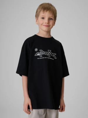 Chłopięcy t-shirt z nadrukiem 4F 4FJRSS26TTSHM3861 - czarny 4F JUNIOR