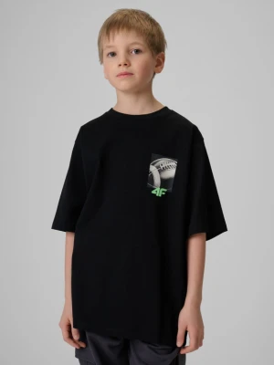 Chłopięcy t-shirt z nadrukiem 4F 4FJRSS26TTSHM3863 - czarny 4F JUNIOR