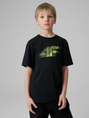 Chłopięcy t-shirt z nadrukiem 4F 4FJRSS26TTSHM3864 - czarny 4F JUNIOR